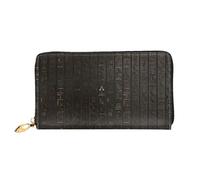 PQruop Ancient Egyptian Hieroglyph Print Women's Wallet,Long Leather Clutch,Metal Zipper Credit Card Holder,Travel Wallet