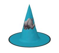 PQruop Angry Rhino Print Halloween Wide Brim Foldable Hat Suitable For Cosplay,Masquerade And Carnival-1 Piece