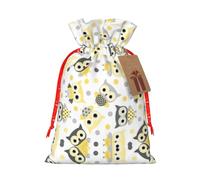 Pqruop Animal Cartoon Owls Cute Print Christmas Drawstring Linen Gift Bag,Snack Bag-1 Piece