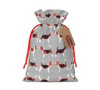 Pqruop Beagle Patterns Print Christmas Drawstring Linen Gift Bag,Snack Bag-1 Piece