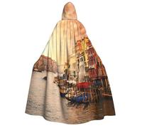 PQruop Beautiful Venice Canal View Print Halloween Hooded Cape,Witch Cape,Suitable For Masquerade,Christmas Party,Cosplay Costume