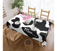 PQruop Black White Milk Cow Print Elegant Rectangular Tablecloth,Perfect For Dining,Picnic,Fireplace,And Party Tables