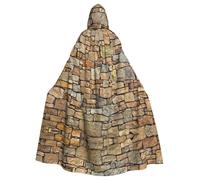 PQruop Brick Yellow Stone Wall Print Adult Halloween Hooded Cloak,Decorative Cape For Parties,Cosplay,And Festivals
