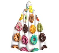 PQruop Different Flavors Of Doughnuts Print Adult Halloween Hooded Cloak,Decorative Cape For Parties,Cosplay,And Festivals