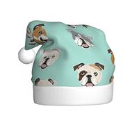 PQruop English Bulldog Faces Print Funny Adult Christmas Hat,Novelty Hats,Christmas Elf Hat,Suitable For New Year Party Headdress