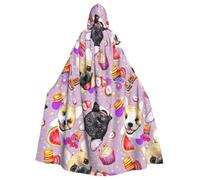 PQruop French Little Bulldog Print Adult Halloween Hooded Cloak,Decorative Cape For Parties,Cosplay,And Festivals
