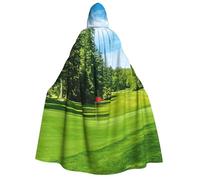 PQruop Golf Course Lawn Print Halloween Hooded Cape,Witch Cape,Suitable For Masquerade,Christmas Party,Cosplay Costume