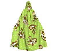 PQruop Green Clever Monkey Print Adult Halloween Hooded Cloak,Decorative Cape For Parties,Cosplay,And Festivals
