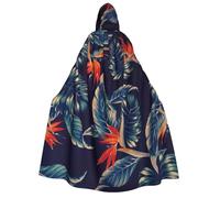PQruop Hawaii Tropical Flower Print Halloween Hooded Cape,Witch Cape,Suitable For Masquerade,Christmas Party,Cosplay Costume