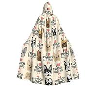 PQruop I Love French Bulldog Print Adult Halloween Hooded Cloak,Decorative Cape For Parties,Cosplay,And Festivals