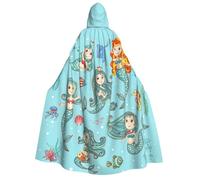 PQruop Marine Sea Life Print Halloween Hooded Cape,Witch Cape,Suitable For Masquerade,Christmas Party,Cosplay Costume