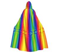 PQruop Rainbow Striped Print Adult Halloween Hooded Cloak,Decorative Cape For Parties,Cosplay,And Festivals