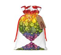 Pqruop Rainbow Vegetable And Fruit Print Christmas Drawstring Linen Gift Bag,Snack Bag-1 Piece