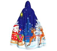 PQruop Santa On Sleigh Print Halloween Hooded Cape,Witch Cape,Suitable For Masquerade,Christmas Party,Cosplay Costume