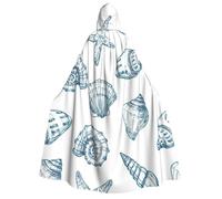 PQruop Starfish Shell Print Halloween Hooded Cape,Witch Cape,Suitable For Masquerade,Christmas Party,Cosplay Costume