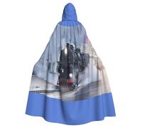 PQruop Steam Train Depart Sunset Print Adult Halloween Hooded Cloak,Decorative Cape For Parties,Cosplay,And Festivals