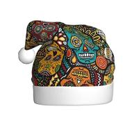 PQruop Sugar Skulls Print Print Funny Adult Christmas Hat,Novelty Hats,Christmas Elf Hat,Suitable For New Year Party Headdress