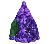 PQruop Violet Flower Print Adult Halloween Hooded Cloak,Decorative Cape For Parties,Cosplay,And Festivals