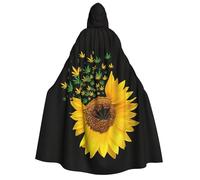 PQruop Weed With Sunflower Print Halloween Hooded Cape,Witch Cape,Suitable For Masquerade,Christmas Party,Cosplay Costume