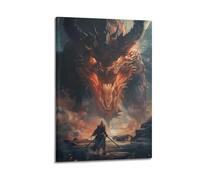 PQSDSLCX Dragon Anime Fiery Fantasy Poster Poster Decorative Painting Canvas Wall Posters And Art Picture Print Modern Family Bedroom Decor Posters 08x12inch(20x30cm)