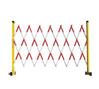 PQVMZQEMQ 9.8ft Portable Retractable Barricade - Industrial Mobile Metal Traffic Fence with Wheels - Expandable Barrier for School, Warehouse, Driveway Safety Management