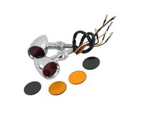 PQWJDSFA Motorcycle Retro Bullet Turn Signals Blinker Indicator Lights+Black/Orange/Red Lens For Shadow Valkyrie Magna Rebel