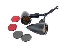 PQWJDSFA Motorcycle Retro Bullet Turn Signals Blinker Indicator Lights+Black/Orange/Red Lens For Shadow Valkyrie Magna Rebel