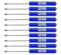 PQY 10Pcs Mini Pocket Screwdriver with Clip Magnetic Slotted Small Screw Drivers with Flat Head for Mechanical, Electrician (Blue)