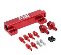 PQY 6 Port Vacuum Block Intake Manifold Kit Intake Fuel Wastegate Turbo Boost 1/8NPT for Racing Vacuum Manifold Red