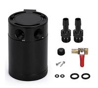 PQY Universal Baffled 2 Port Oil Catch Tank Kit With Drain Valve, Aluminum Air Oil Separator, 1.5L Capacity
