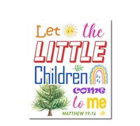 PQYSMVVG Educational Bible for - Let The Little Come To Me Matthew 19:14, Scripture Learning Chart for Christian Homeschool & Sunday School (Unframed,16x24inch(40x60cm))