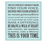 PQYSMVVG Inspirational Wall-Art Motivational Phrases Posters Prints Your Life is Now Seize It Make It Amazing This is Your Time Home Decor Sign(Framed,08x12inch(20x30cm))