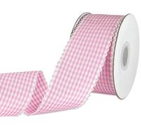 PQZKLDP Plaid Ribbon Pink 1.5 inch 15 Yards Wired Gingham Polyester Checked Ribbon Flower Bouquet Wreath Gift Wrapping Ribbon for Crafts-Chirstmas Day-Home & Party Decor