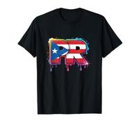 PR Graffiti Puerto Rico Flag Spray Paint Street Art Fun Cool T-Shirt
