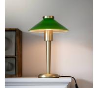PR Home August table lamp, brass-coloured/green, 34 cm, metal