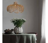 PR Home Belle pendant light, wood-coloured, rattan, Ø 43 cm