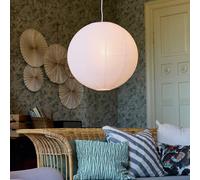 PR Home Haru pendant light, white, Ø 50 cm, paper, E27, white cable