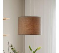 PR Home pendant light Sara, mocha brown, Ø 35 cm, linen textile