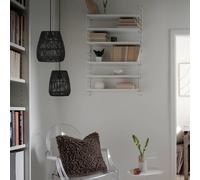 PR Home Saigon pendant light, rattan look, black, Ø 28 cm