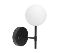 PR Home Sigma S wall light, black/opal, 1-bulb, 25 cm glass