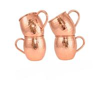 PR International Copper Moscow Mule Mugs Set of 4 Copper Hammered Look Moscow Mule Mug Cup Perfect for Any Chilled Beverage