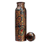 PR INTERNATIONAL Copper Printed Water Bottle Green Designer Copper Bottle 900ML