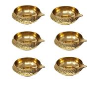 PR International Kuber Diya Puja Set of 6 Traditional Brass Kuber Diya Indian Pooja Puja Oil Lamp Gift Items