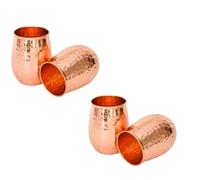 PR INTERNATIONAL Set of 4 Hammered Copper Wine and Juice Glasses Tumbler for Ayurvedic Health Benefits 17oz