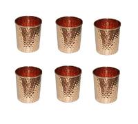 PR International Set of 6 Hammered Copper Glass Tumbler for Ayurvedic Health Benefits