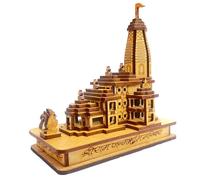 PR INTERNATIONAL Shri Ram Mandir Ayodhya 3D Model Wooden Hand Carved Temple 6 inches Decorative Showpiece Wood Temple for Gift (Without Lights)