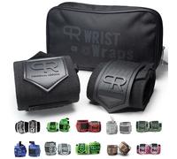 PR Personal Record Heavy Duty Premium Wrist Wraps, More Elasticity, Reinforced Stitching, Extra Wide Strap, Strong Thumb Loop, Larry Wheels Weightlifting Wraps, Lifting Wrist Wraps - All Black