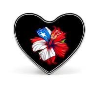 PR State Culture Roots Amapola Boricua Flag Hibiscus Love Heart Badge Metal Pins Brooches Lapel Pins for Clothing Decoration