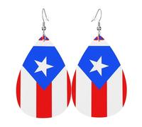 Pr State Flag Leather Earrings Fun Leather Earring Creative Earring For Daily Mother'S Day Beach