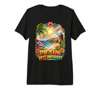 PR Sun Hits Different Tropical Boricua Premium T-Shirt